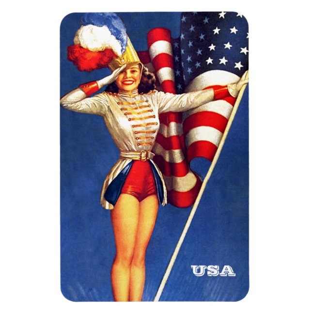 Retro Pin-Up Art USA Patriotic  Magnet (Vertical)