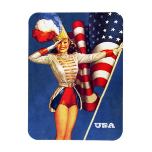Retro Pin-Up Art USA Patriotic  Magnet