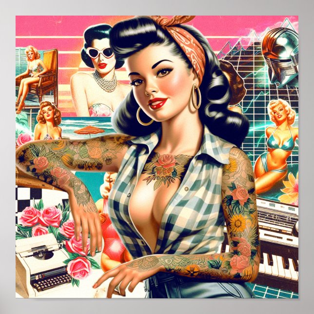 Retro Pin-up Collage Poster (Front)