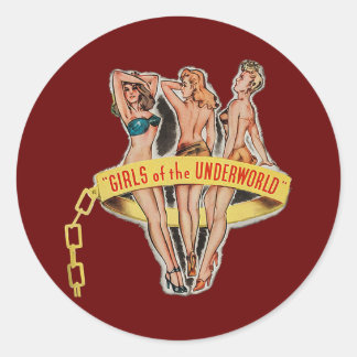 Retro Pin Up Girl Lingerie Stockings Classic Sexy Round Sticker