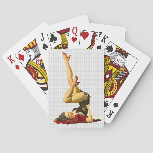 Retro Pin Up Girl Playing Cards (Back)