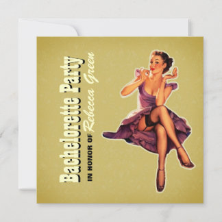 retro pin up girl rockabilly bachelorette party invitation