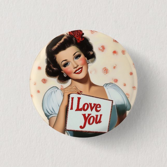 Retro Pin-Up Love 3 Cm Round Badge (Front)