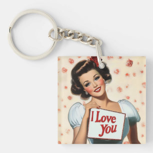 Retro Pin-Up Love Key Ring