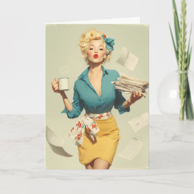 Retro Pin-Up Office Chic Card (Front)
