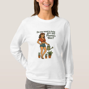 Retro Pin-Up Planties Pun Gardener Design T-Shirt