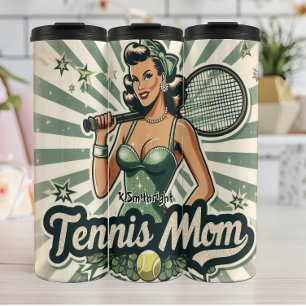 Retro Pin-Up Tennis Mom Art Thermal Tumbler