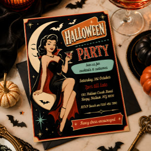 Retro Pin-Up Vampire Halloween Party Invitation