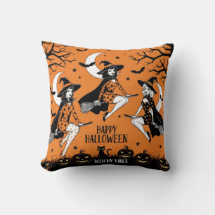 Retro Pin-Up Witches  Cushion
