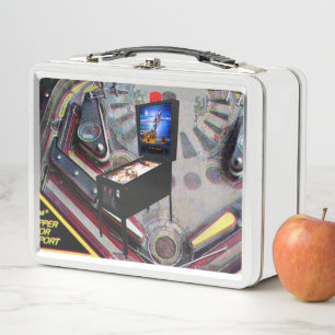 Retro Pinball & Add Initials Back Metal Lunchbox
