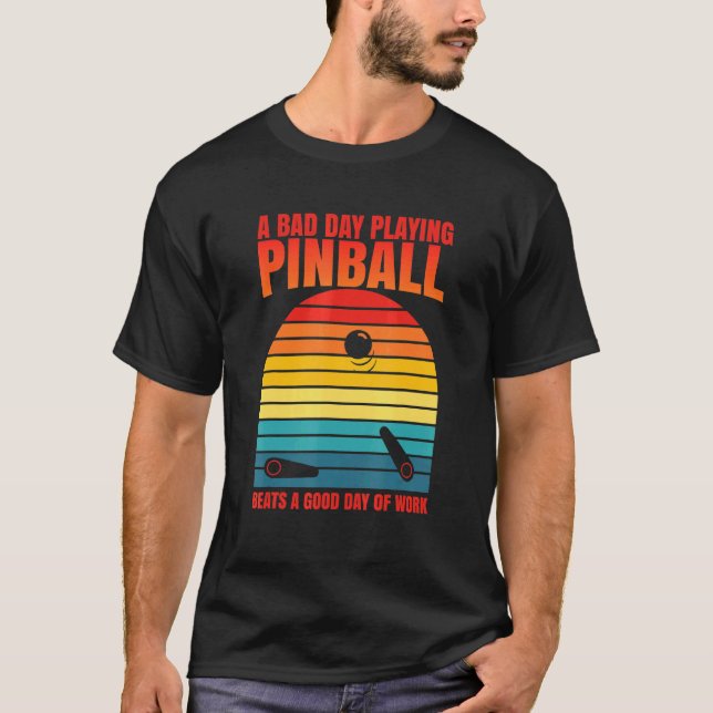 Retro Pinball Beats Work Arcade Machine T-Shirt (Front)