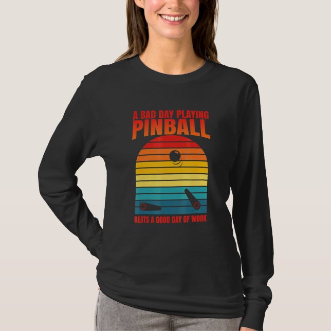 Retro Pinball Beats Work Arcade Machine T-Shirt (Front)