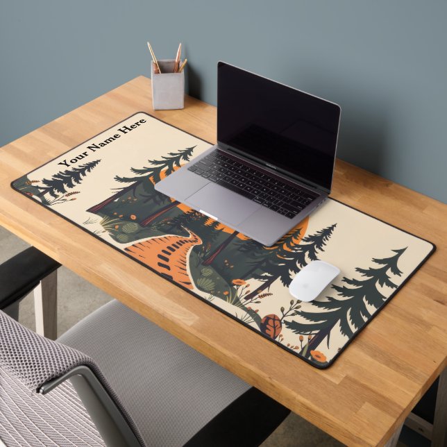 Retro Pine Forest & Mountain Adventure Desk Mat (Office 2)