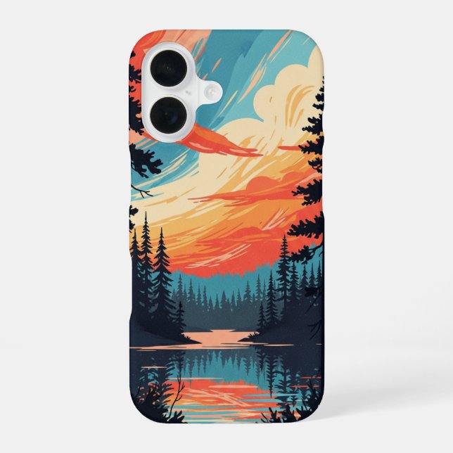Retro Pine Lake iPhone 16 Case (Back)