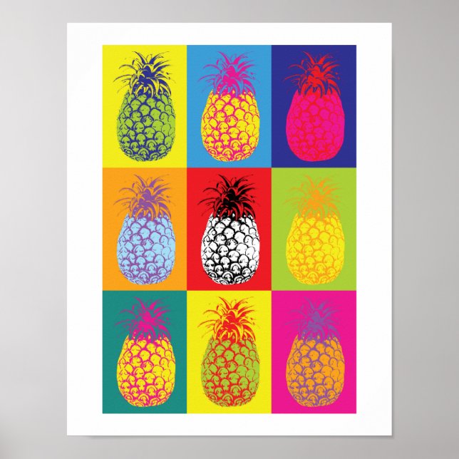 Retro Pineapple Pop Art Bright Kitchen Food Print (Front)