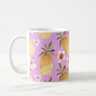 Retro pineapple tropical print coffee mug