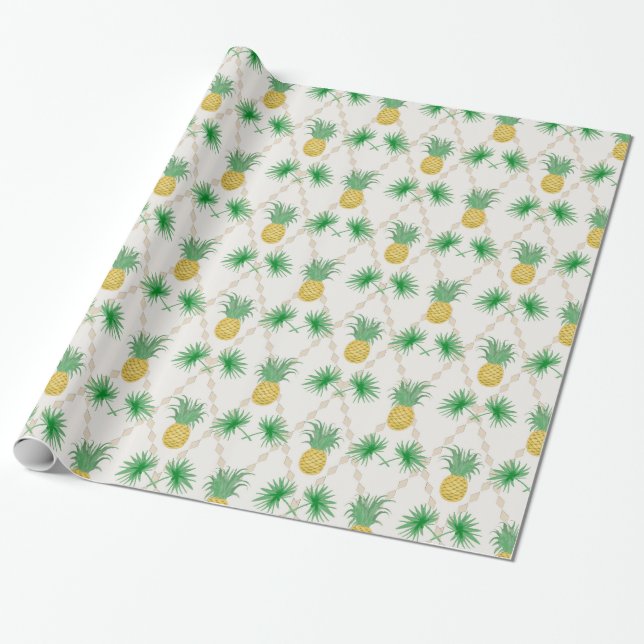 Retro, pineapple wrapping paper (Unrolled)