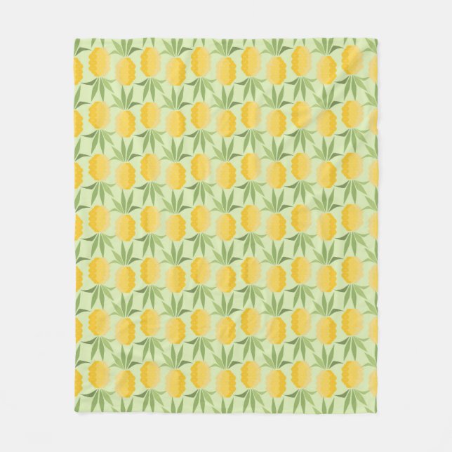 Retro Pineapples Fleece Blanket (Front)