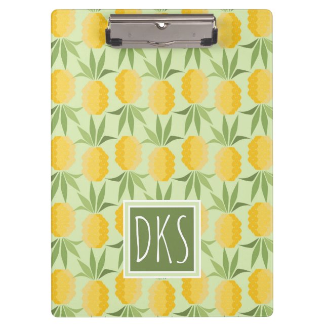 Retro Pineapples | Monogram Clipboard (Front)