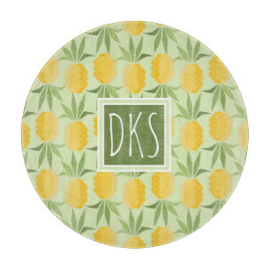 Retro Pineapples   Monogram Cutting Board