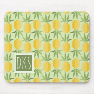 Retro Pineapples   Monogram Mouse Pad