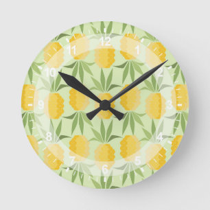 Retro Pineapples Round Clock
