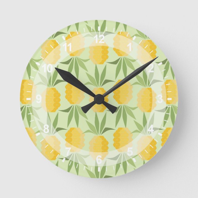 Retro Pineapples Round Clock (Front)