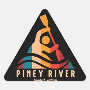 Retro Piney River Kayaking Triangle Sticker