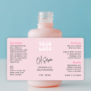 Retro Pink 2oz Dropper Bottle Wraparound