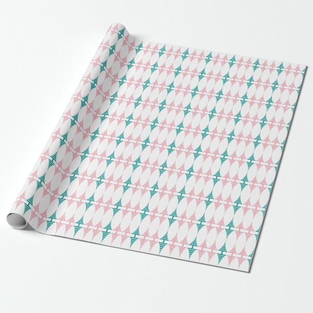 Retro pink and aqua marquis  Wrapping Paper (Unrolled)