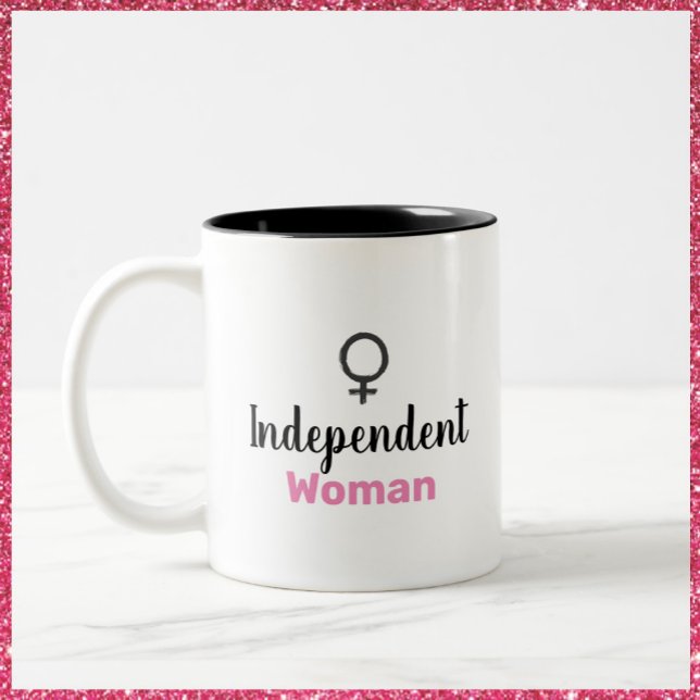 Retro Pink and Black Female Symbol Two-Tone Coffee Mug (Creator Uploaded)