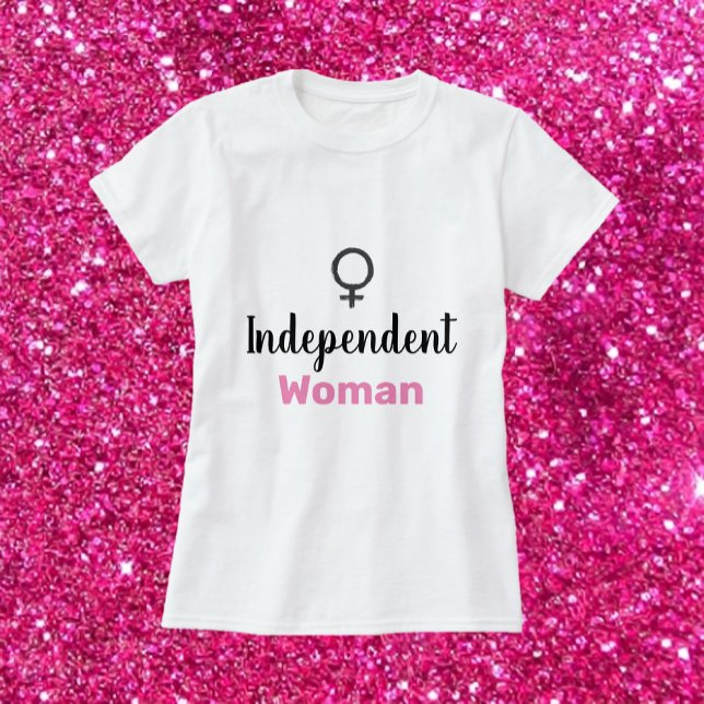 Retro Pink and Black Independent Woman T-Shirt (Creator Uploaded)