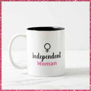 Retro Pink and Black Independent Woman Two-Tone Coffee Mug