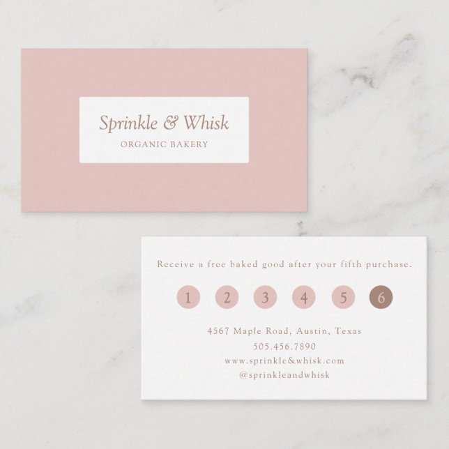 Retro Pink And Brown Heart Stripes Bakery Loyalty  Business Card (Front/Back)