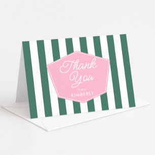 Retro Pink And Green Palm Beach Bridal Shower Thank You Card