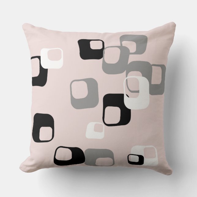 Retro pink and Grey Geometric Cushion (Front)