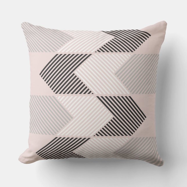 Retro pink and Grey Geometric Cushion (Front)