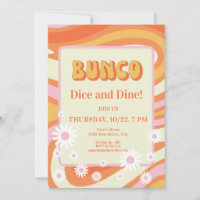 Retro Pink and Orange Floral Bunco Ladies Night
