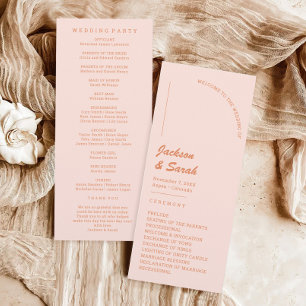 Retro Pink and Orange Wedding Program