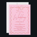 Retro Pink and Red Wave Picture Frame Wedding Invitation<br><div class="desc">Introducing the Retro Pink and Red Wave Picture Frame Wedding Invitation, featuring playful squiggle designs and a stylish wave border in vibrant colours. This modern and contemporary stationery includes a customisable photo option, allowing couples to add a personal touch to their invitations. Trendy and whimsical, this invitation is perfect for...</div>