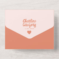 Retro Pink and Red Wavy Handwriting Wedding