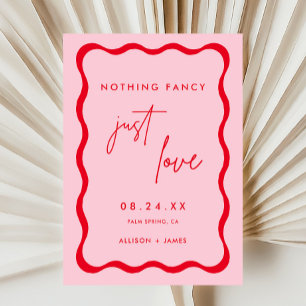 Retro Pink and Red We Eloped Elopement Reception Invitation