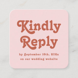 Retro Pink and Terracotta Wedding RSVP Qr Code Enclosure Card
