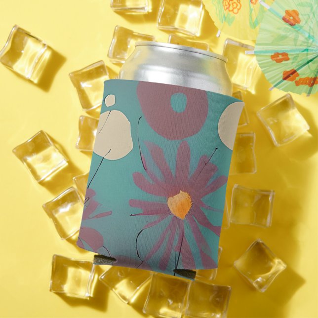 Retro pink and white flowers can cooler (In Situ Summer)