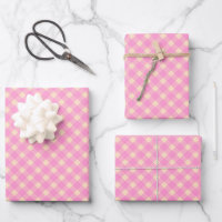Retro Pink and White Gingham Plaid Pattern