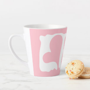 Retro Pink and White Hearts Latte Mug