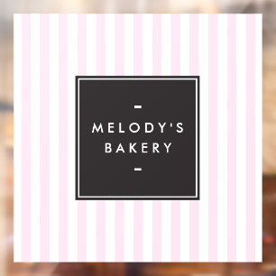 Retro Pink and White Stripes Bakery