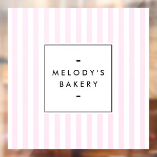 Retro Pink and White Stripes Bakery Window Cling