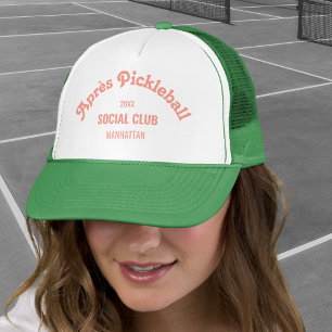 Retro Pink Après Pickle Ball Social Club Green  Trucker Hat