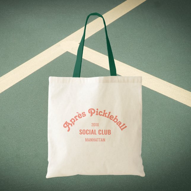 Retro Pink Après Pickle Ball Social Club Tote Bag (Creator Uploaded)